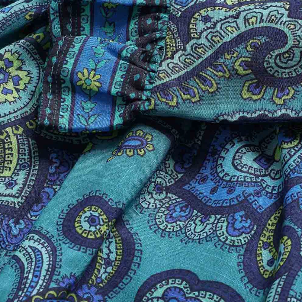 Zimmermann Patience Paisley Frill Playsuit in Blue & Green (Kids)