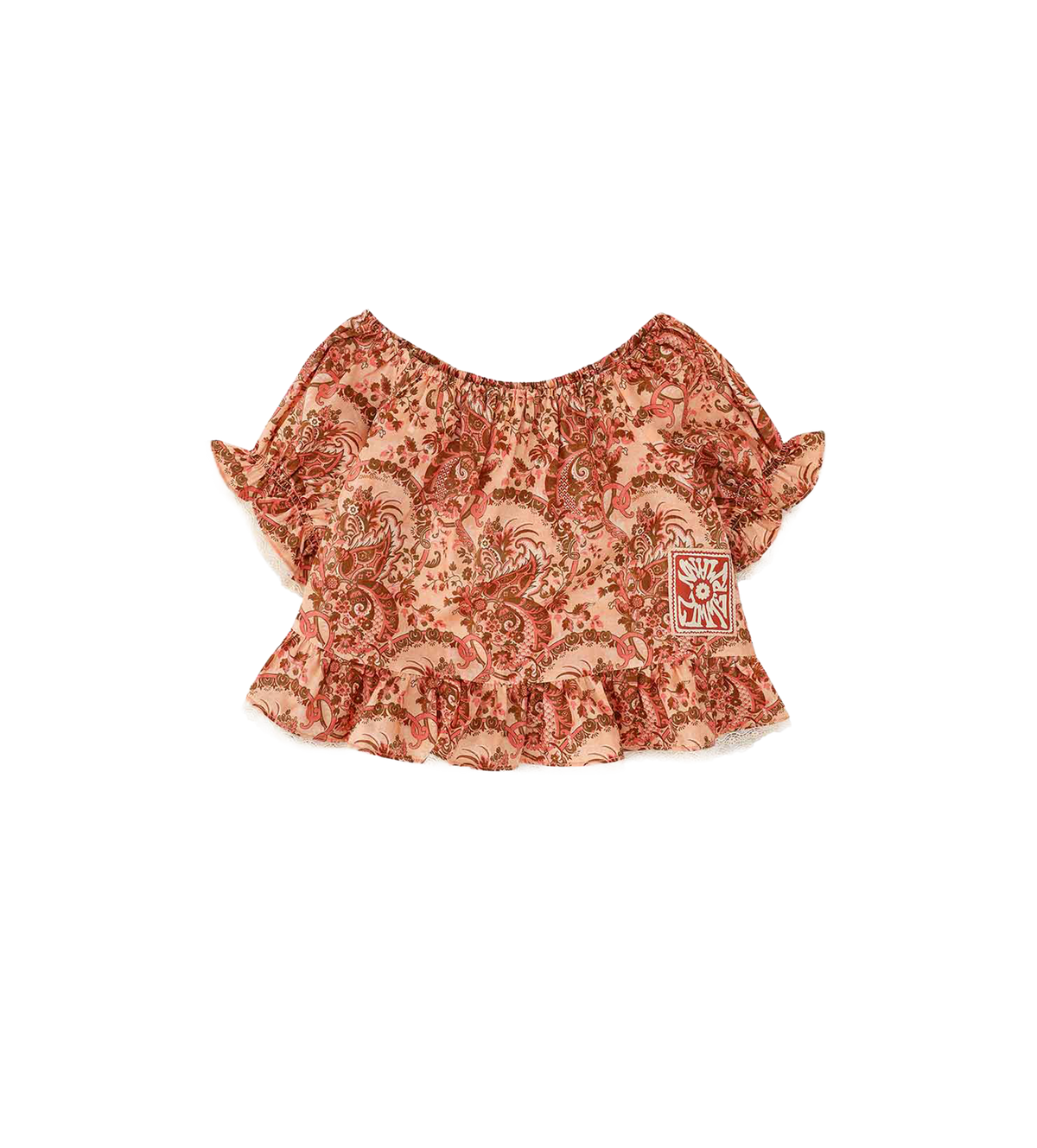 Kids Aster Frill Sleeve Top Pink Floral