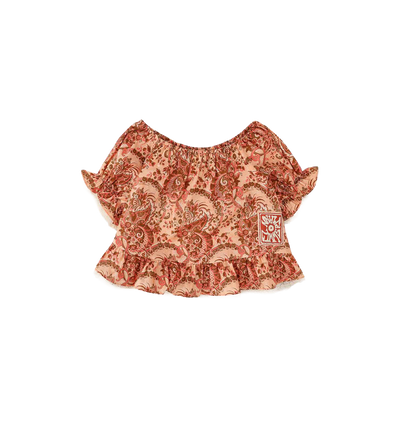 Kids Aster Frill Sleeve Top Pink Floral
