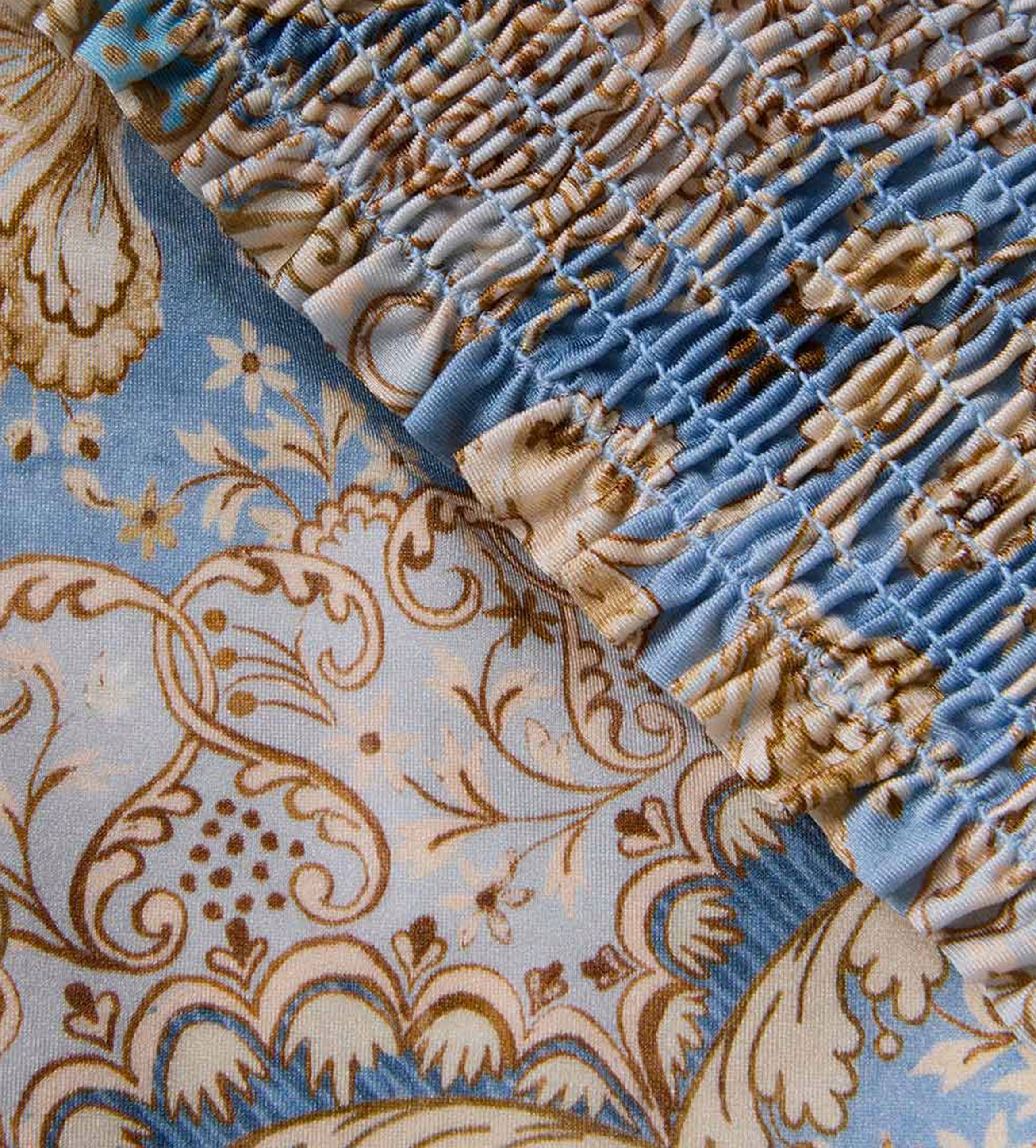 Zimmermann Daylight Shirred Bandana Floral Bikini in Denim Blue (Kids)