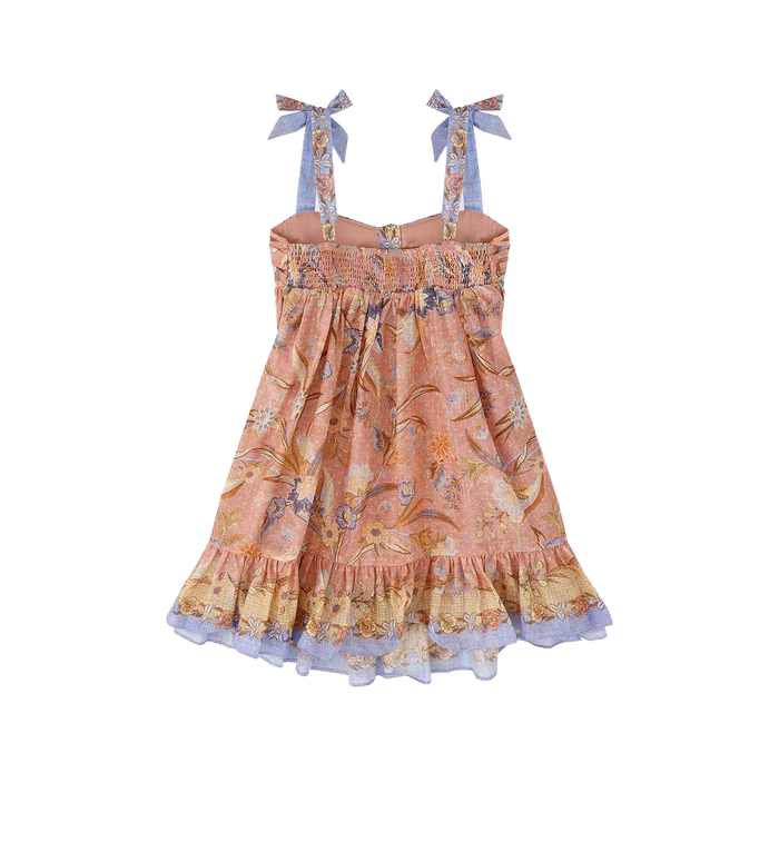 Kids Tie Front Dress Pink Floral