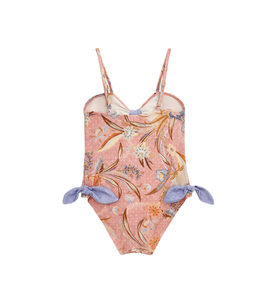 Kids Indra Tie Front One Piece Swimsuit Pink Floral