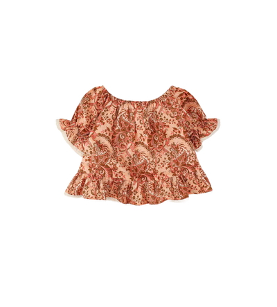 Kids Aster Frill Sleeve Top Pink Floral