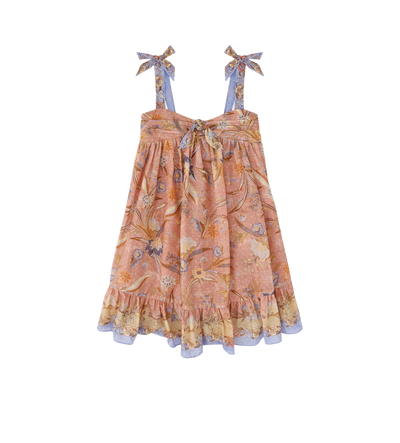 Kids Tie Front Dress Pink Floral