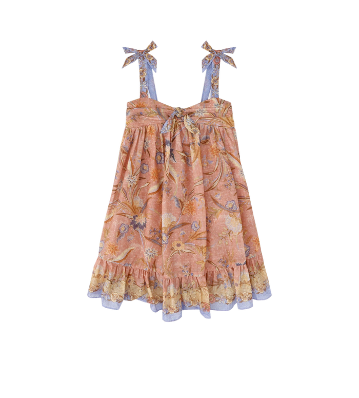 Kids Tie Front Dress Pink Floral