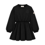 Kids Flowers Long Sleeve Cotton Dress Black