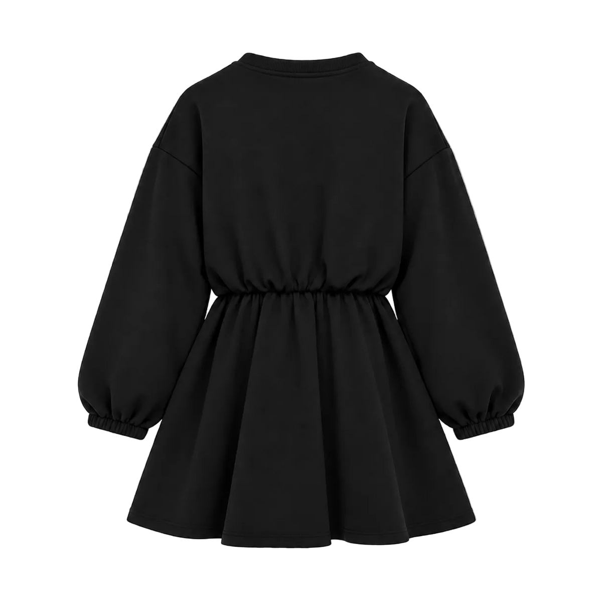 Kids Flowers Long Sleeve Cotton Dress Black