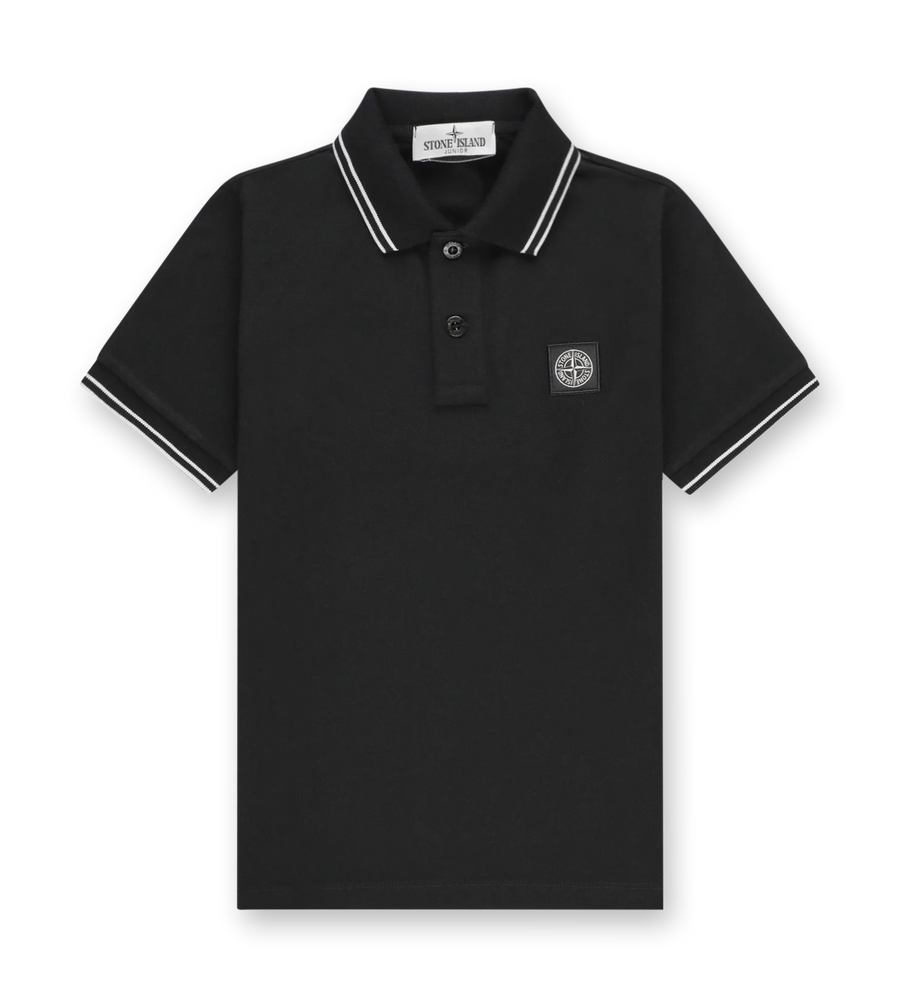 Compass-Patch Polo Shirt Black