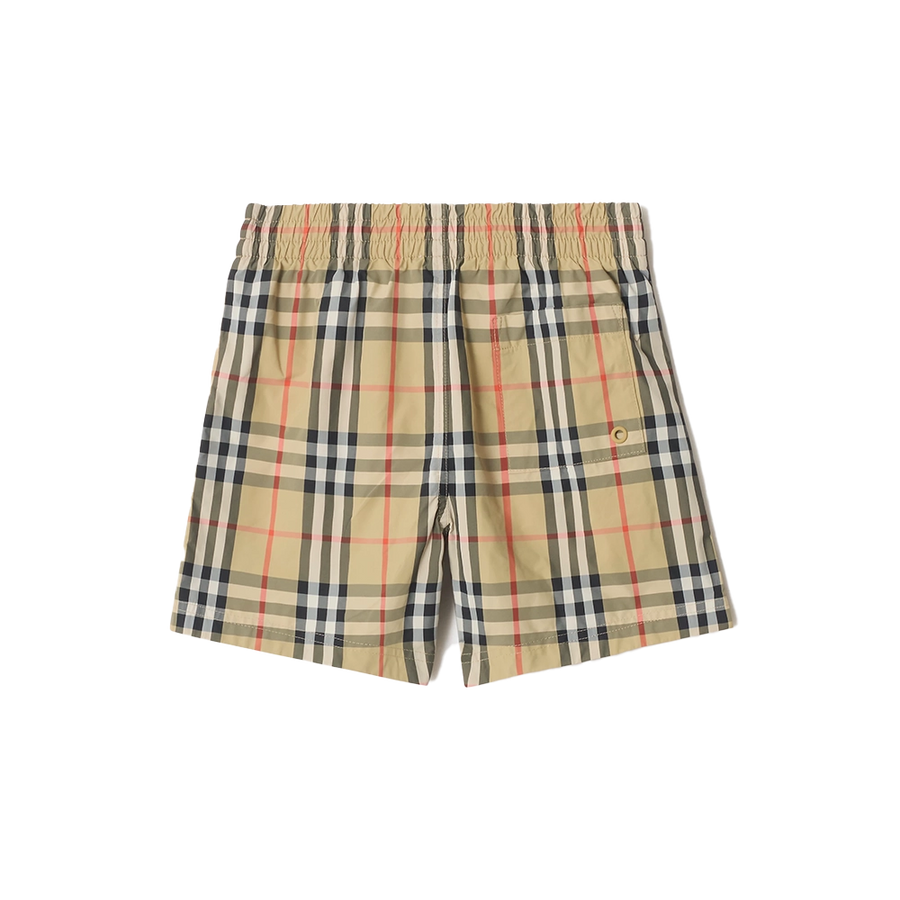 Burberry Check Swim Shorts in Sand Beige (Kids)