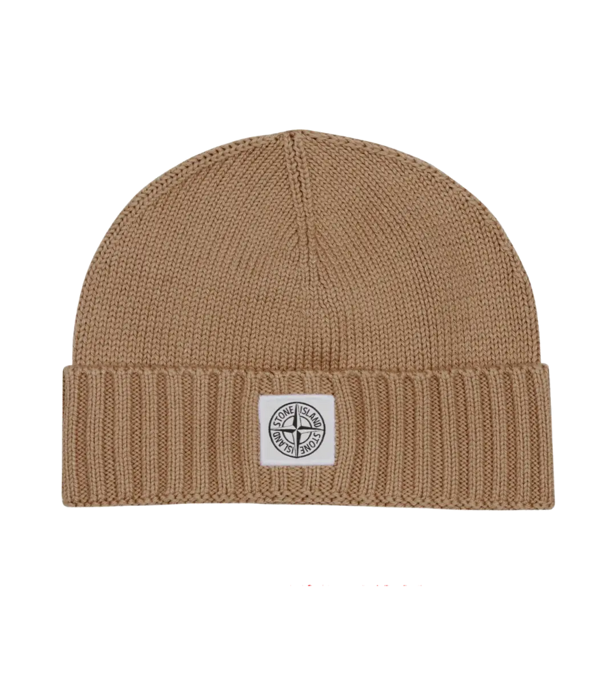 Stone Island Junior Knitted Beanie in Sand Beige (Kids)
