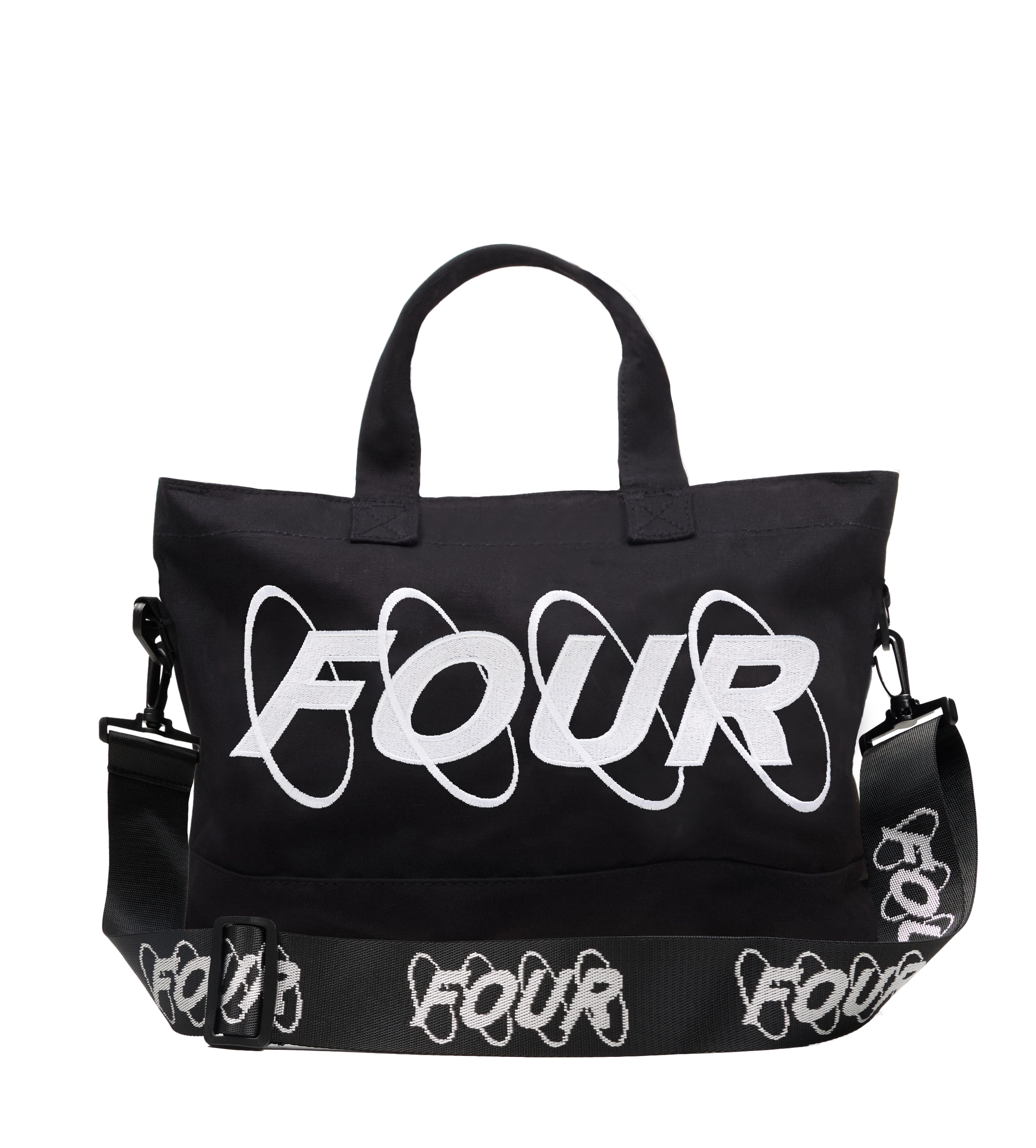 Circles Embroidery Shopper White