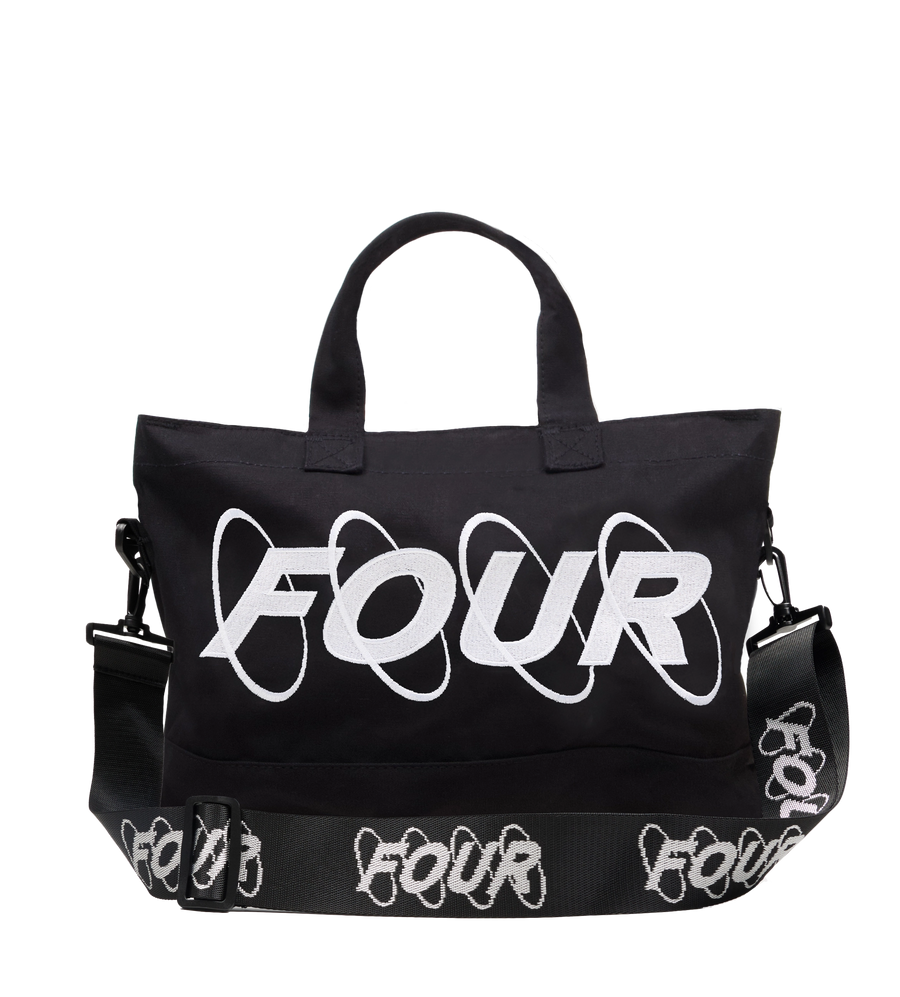 Circles Embroidery Shopper White