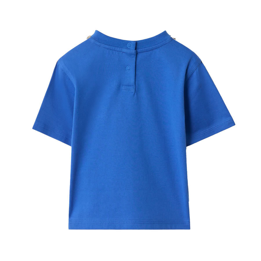 Burberry Check Trim Cotton T-Shirt in Hyacinth Blue (Baby)