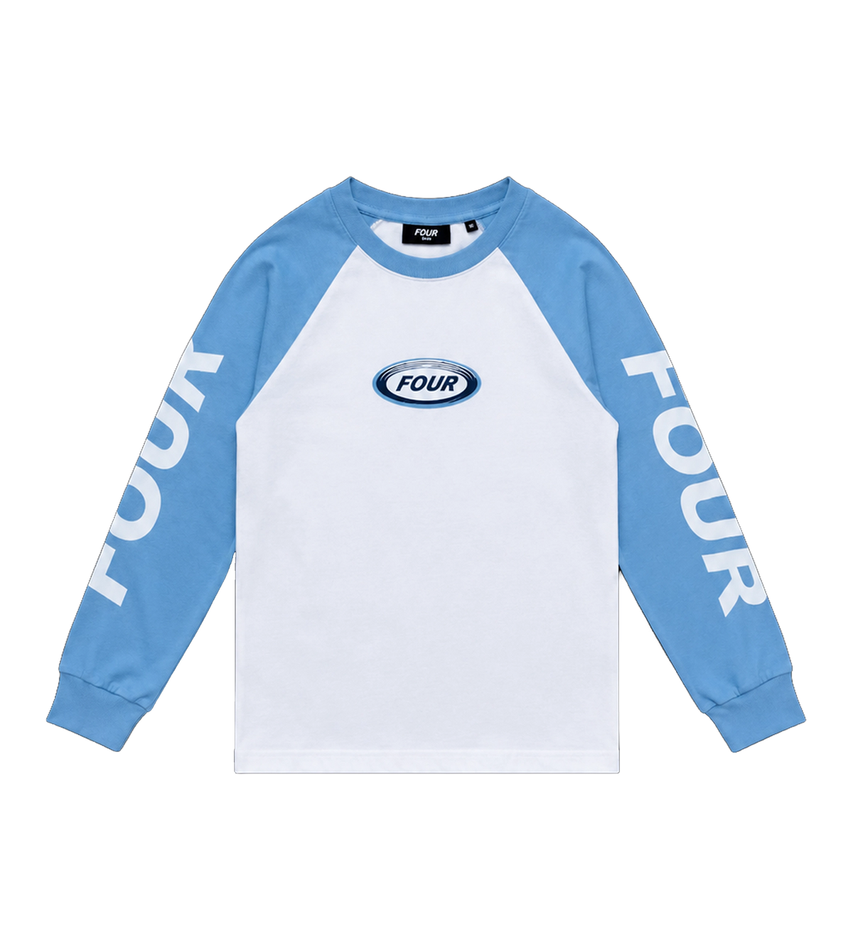 Reconstructed Raglan Longsleeve Blauw/Wit