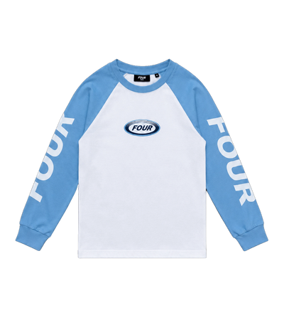 Reconstructed Raglan Longsleeve Blauw/Wit