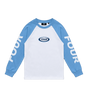 Reconstructed Raglan Longsleeve Celeste/ White