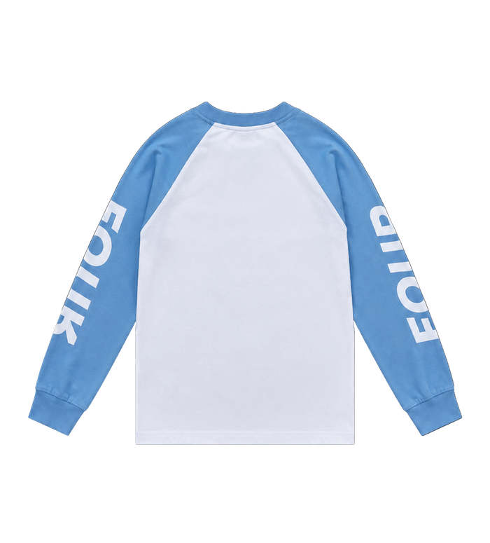 Reconstructed Raglan Longsleeve Celeste/ White