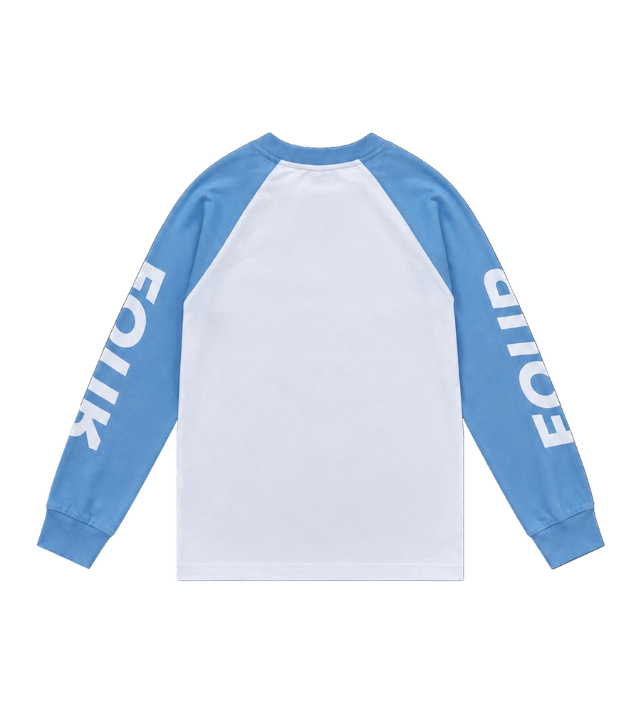 Reconstructed Raglan Longsleeve Celeste/ White