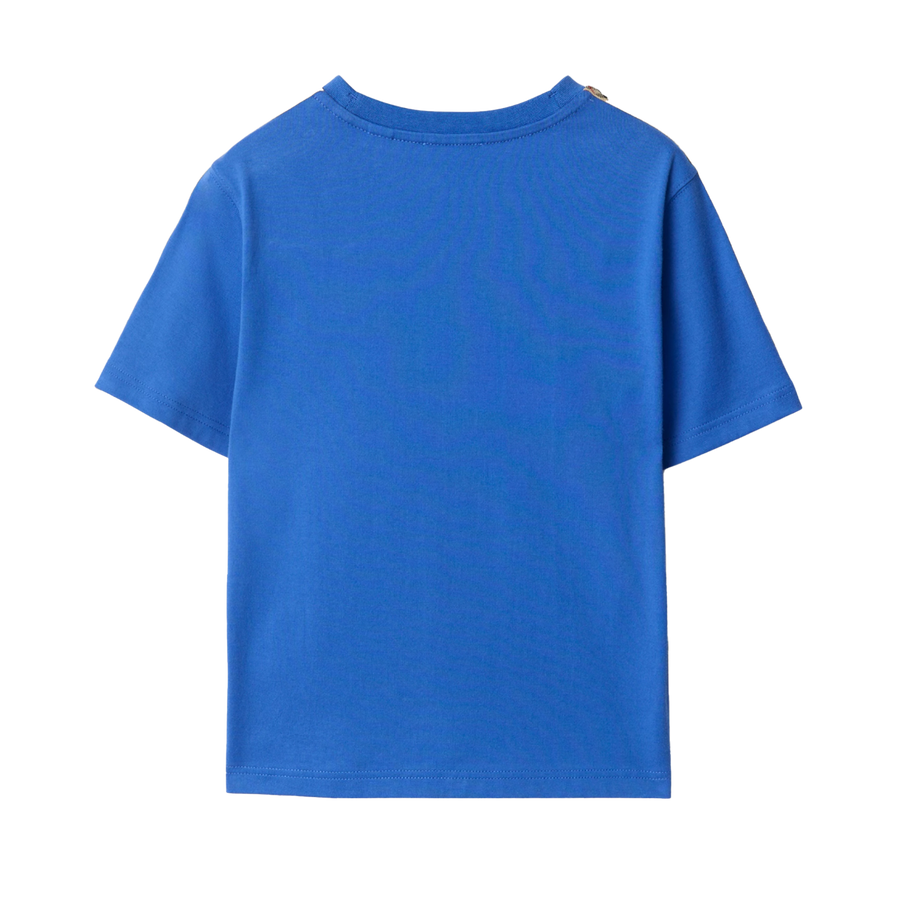 Burberry Check Trim Cotton T-Shirt in Hyacinth Blue (Kids)