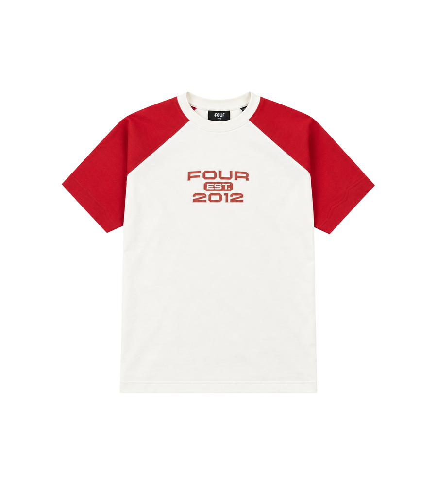 Bold Raglan T-shirt Cannoli Crème/ Savy Red