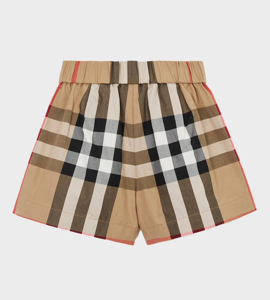 Vintage Check Cotton Shorts Beige