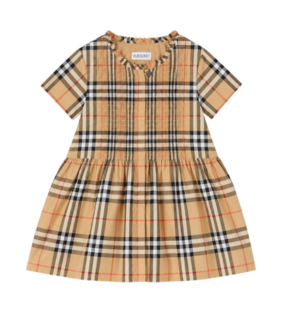 Kids Rose Geruite Katoenen Jurk