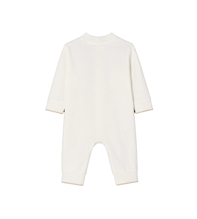 Baby Knight Stamp Cotton Jumpsuit Chalk White