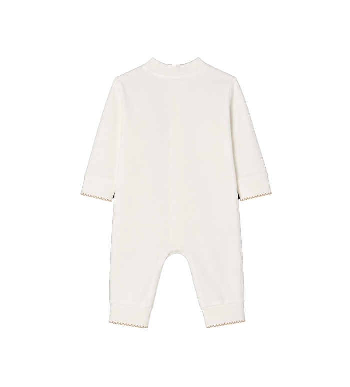 Baby Knight Stamp Cotton Jumpsuit Chalk White