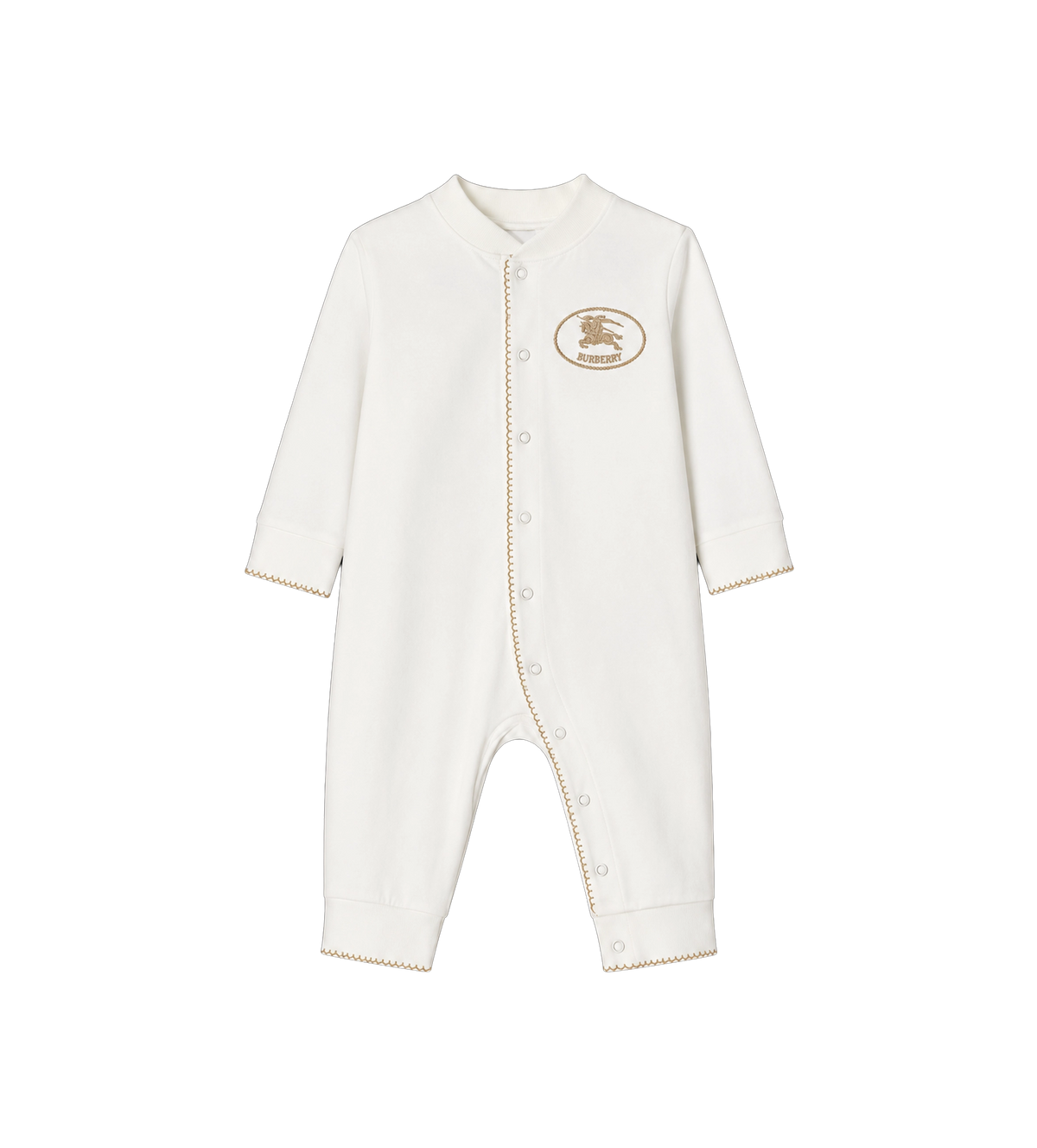 Baby Knight Stamp Cotton Jumpsuit Chalk White