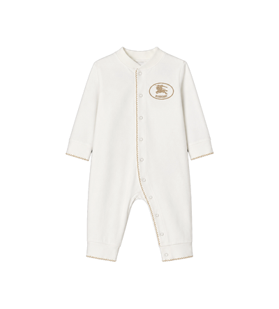 Baby Knight Stamp Cotton Jumpsuit Chalk White