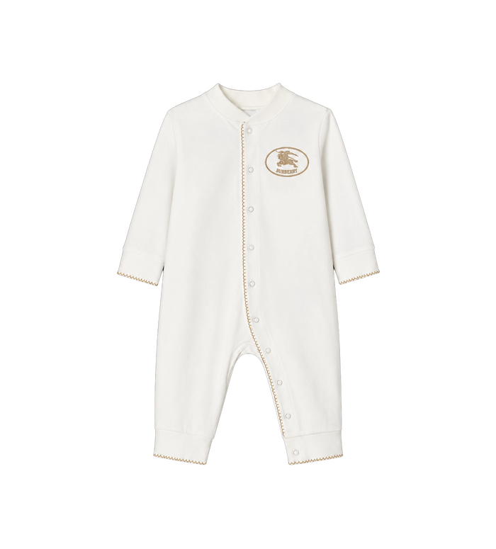 Baby Knight Stamp Cotton Jumpsuit Chalk White