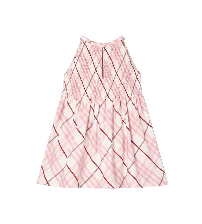 Baby Check Cotton Dress  Floral Pink