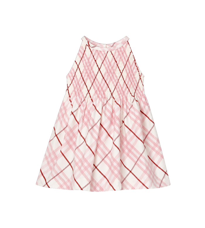 Baby Check Cotton Dress  Floral Pink