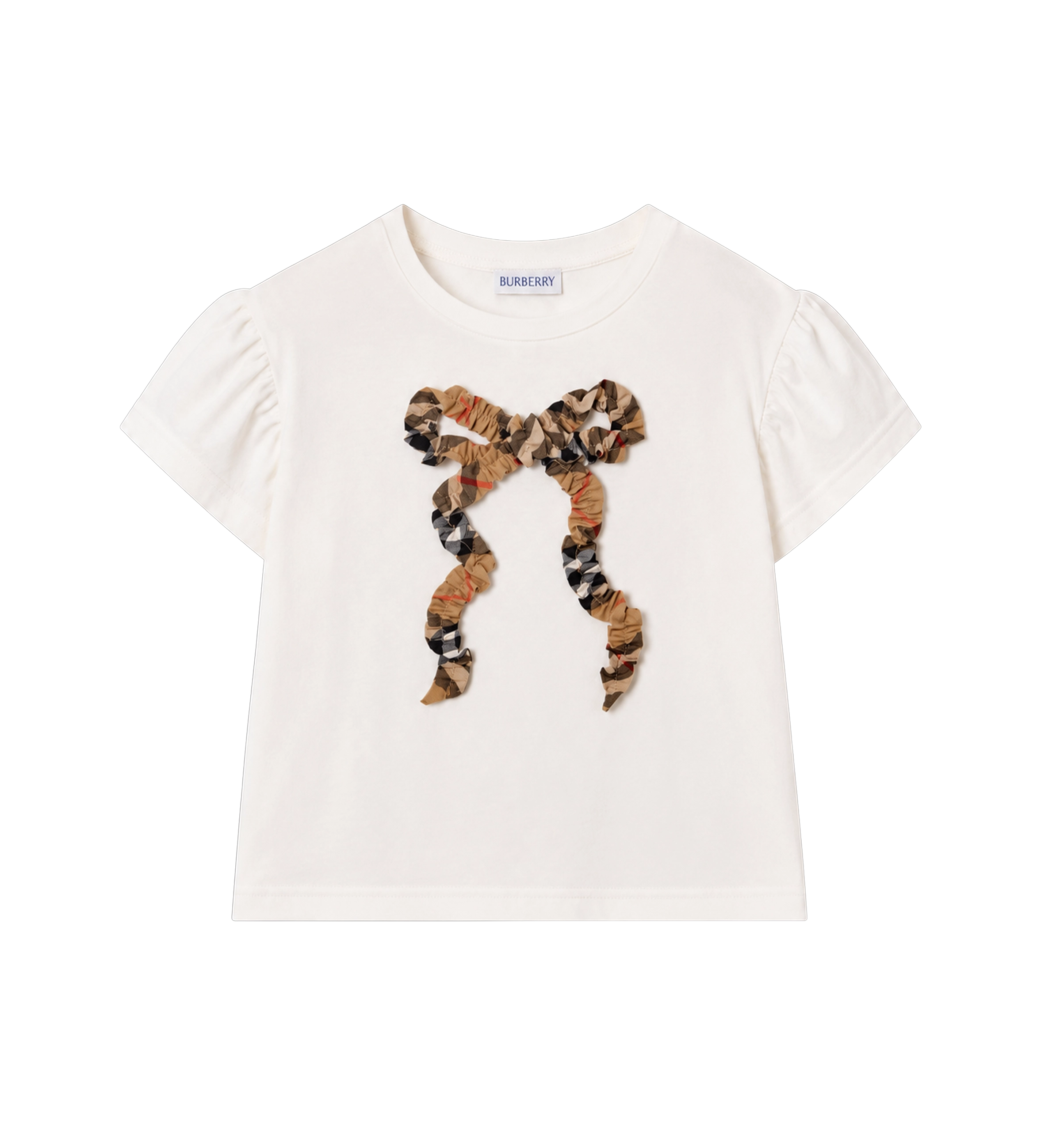 Kids Check Bow Cotton T-shirt