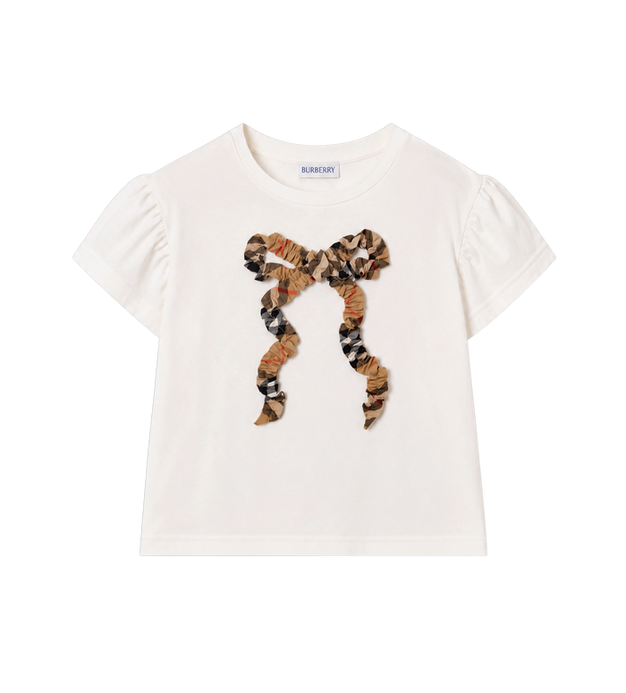 Kids Check Bow Cotton T-shirt