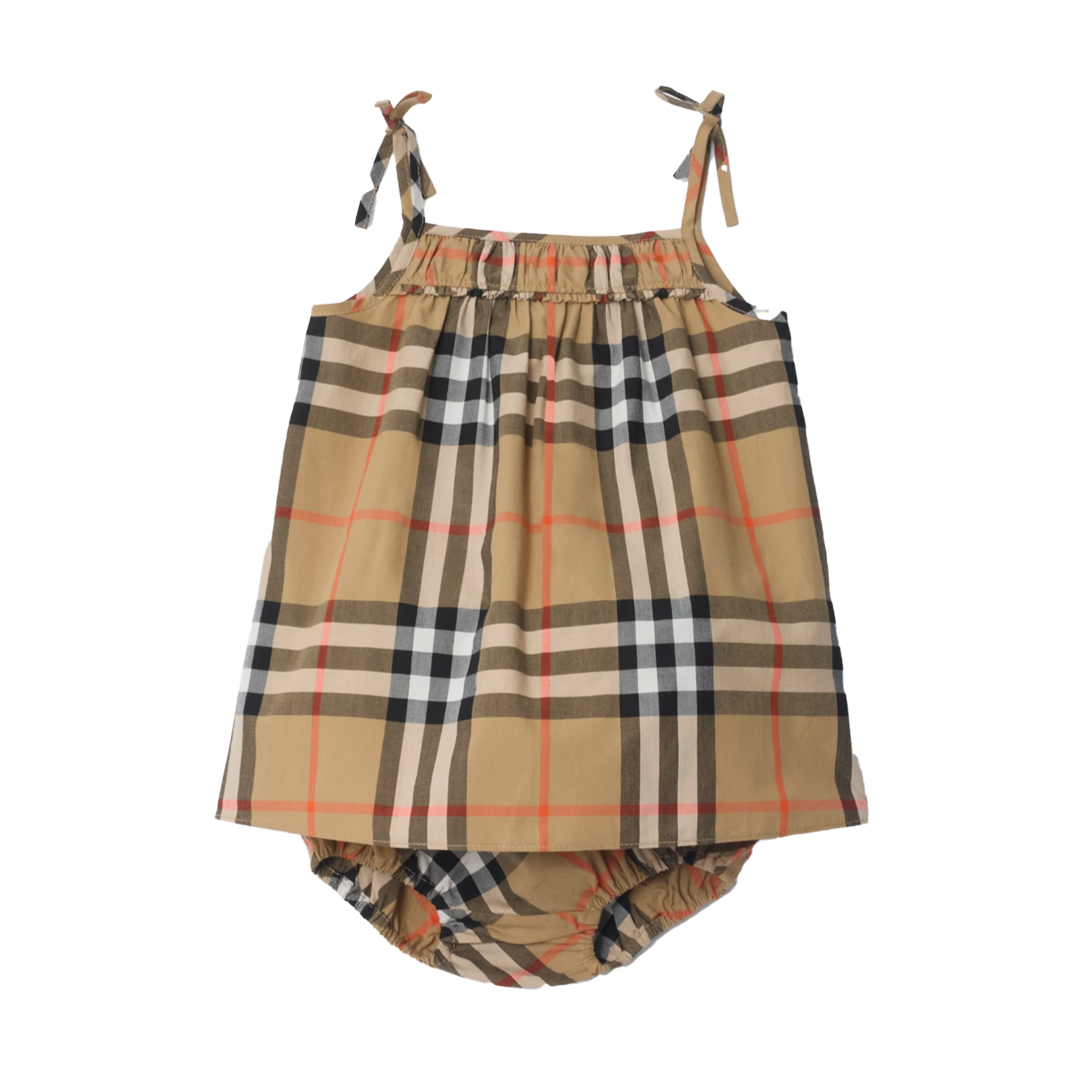 Burberry Check Cotton Dress with Bloomers in Sand beige (Baby)
