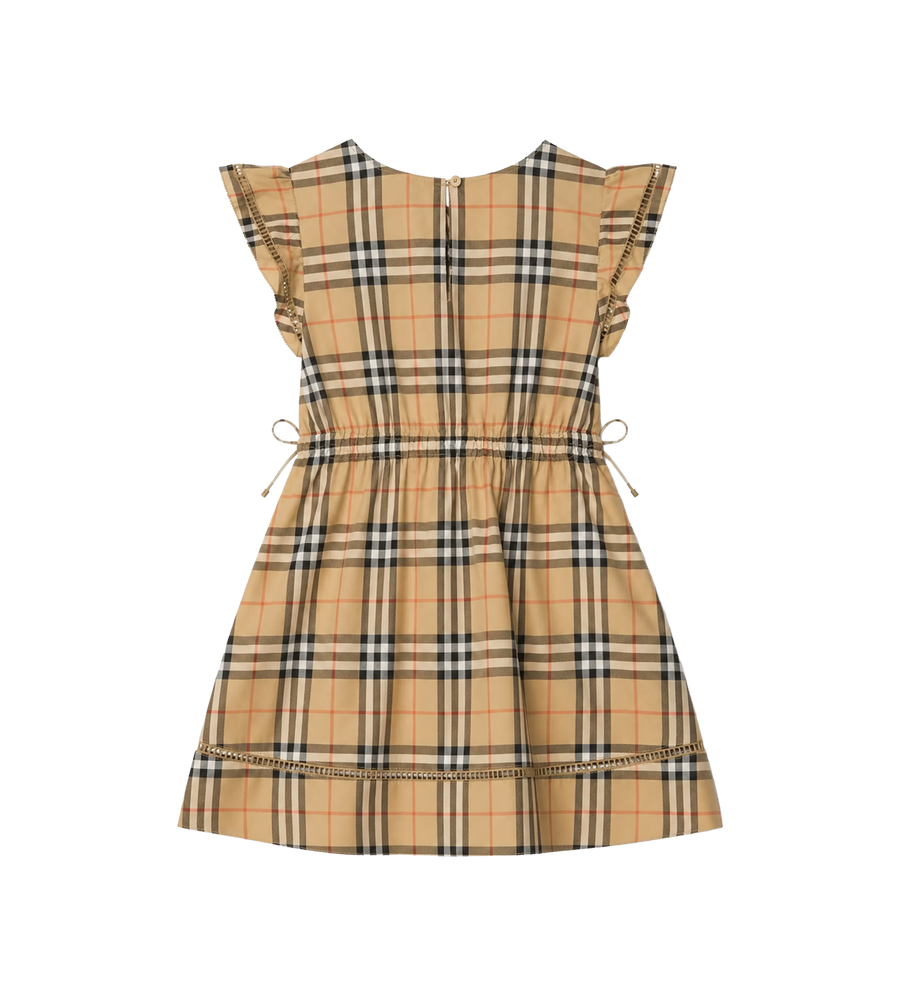 Burberry Check Cotton Dress in Sand Beige