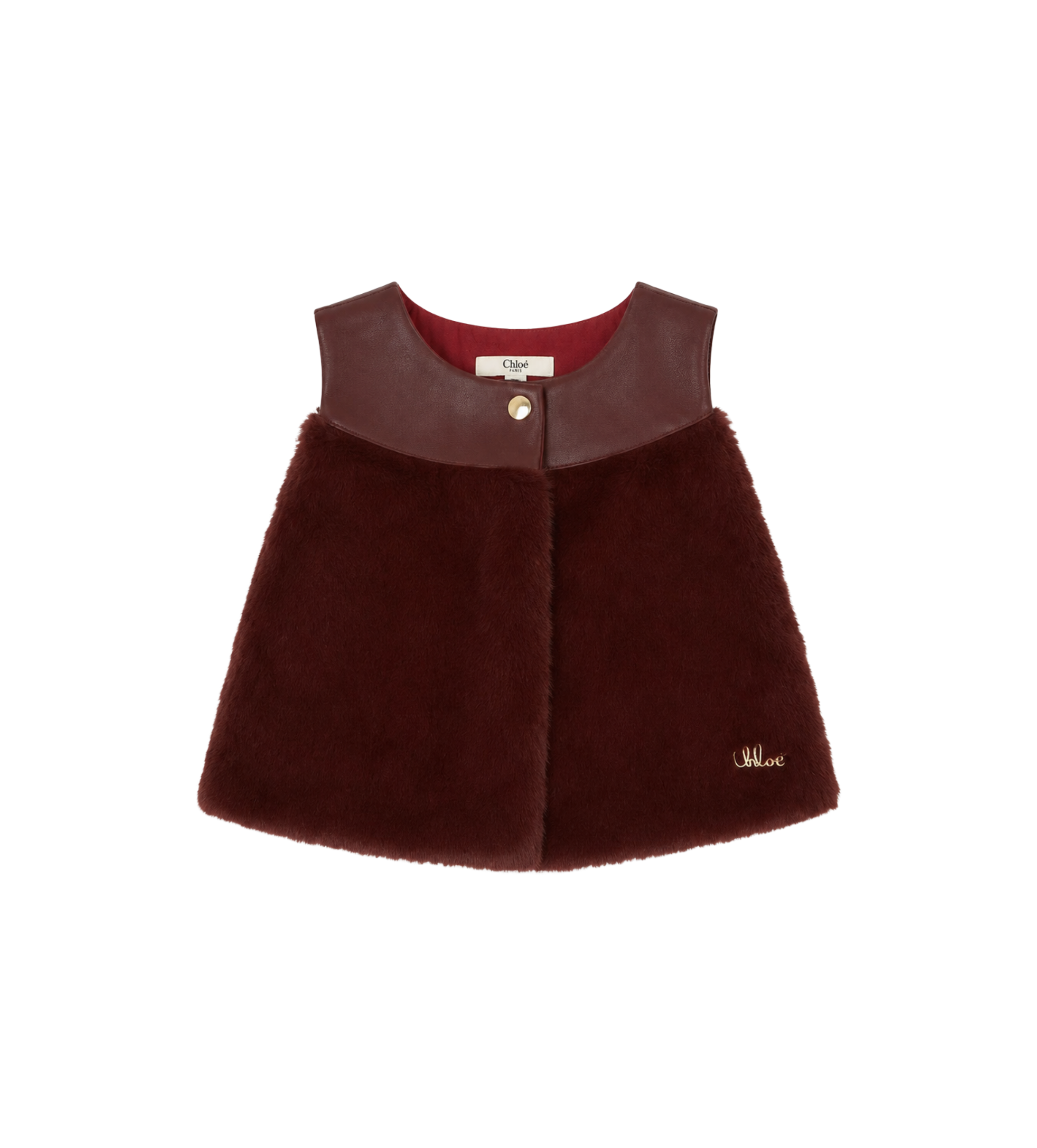 Baby Faux Fur Panelled Gilet Red