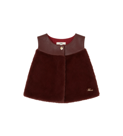 Baby Faux Fur Panelled Gilet Red