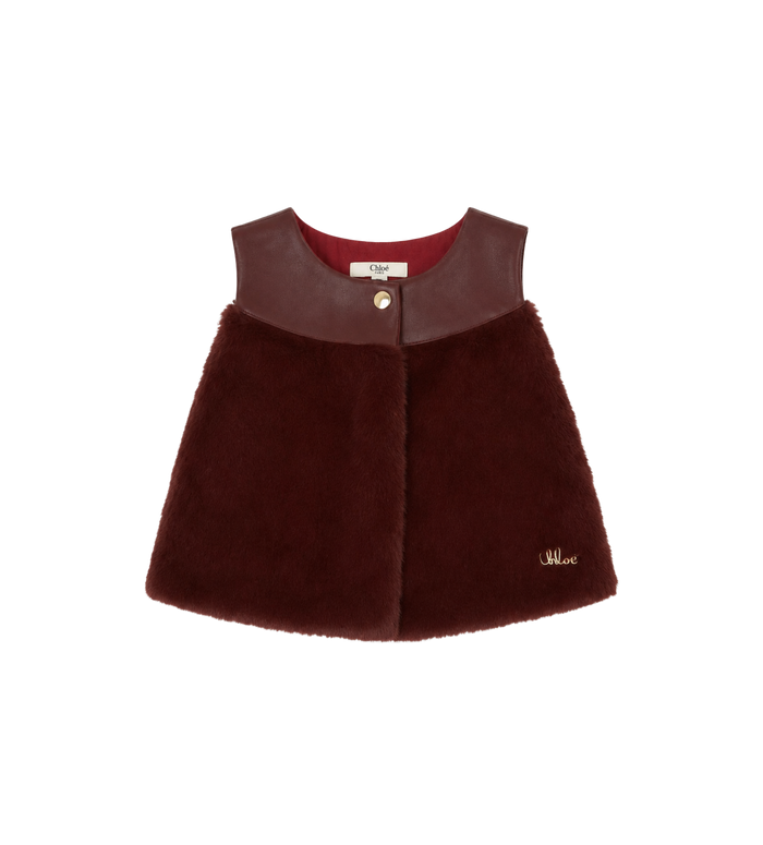 Baby Faux Fur Panelled Gilet Red
