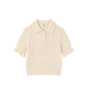 Kids Pointelle Knit Ruffle Sweater Ivory White