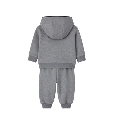Baby Logo Cotton Hoodie & Sweatpants Set Grey