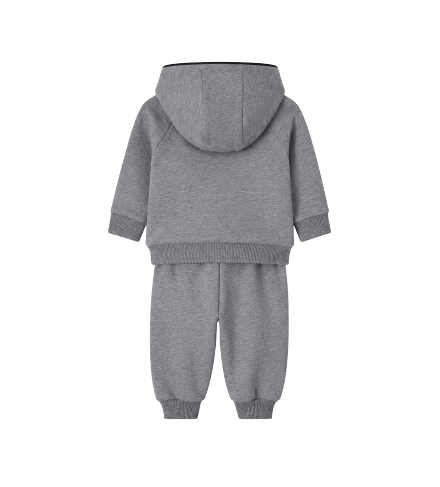 Baby Logo Cotton Hoodie & Sweatpants Set Grey
