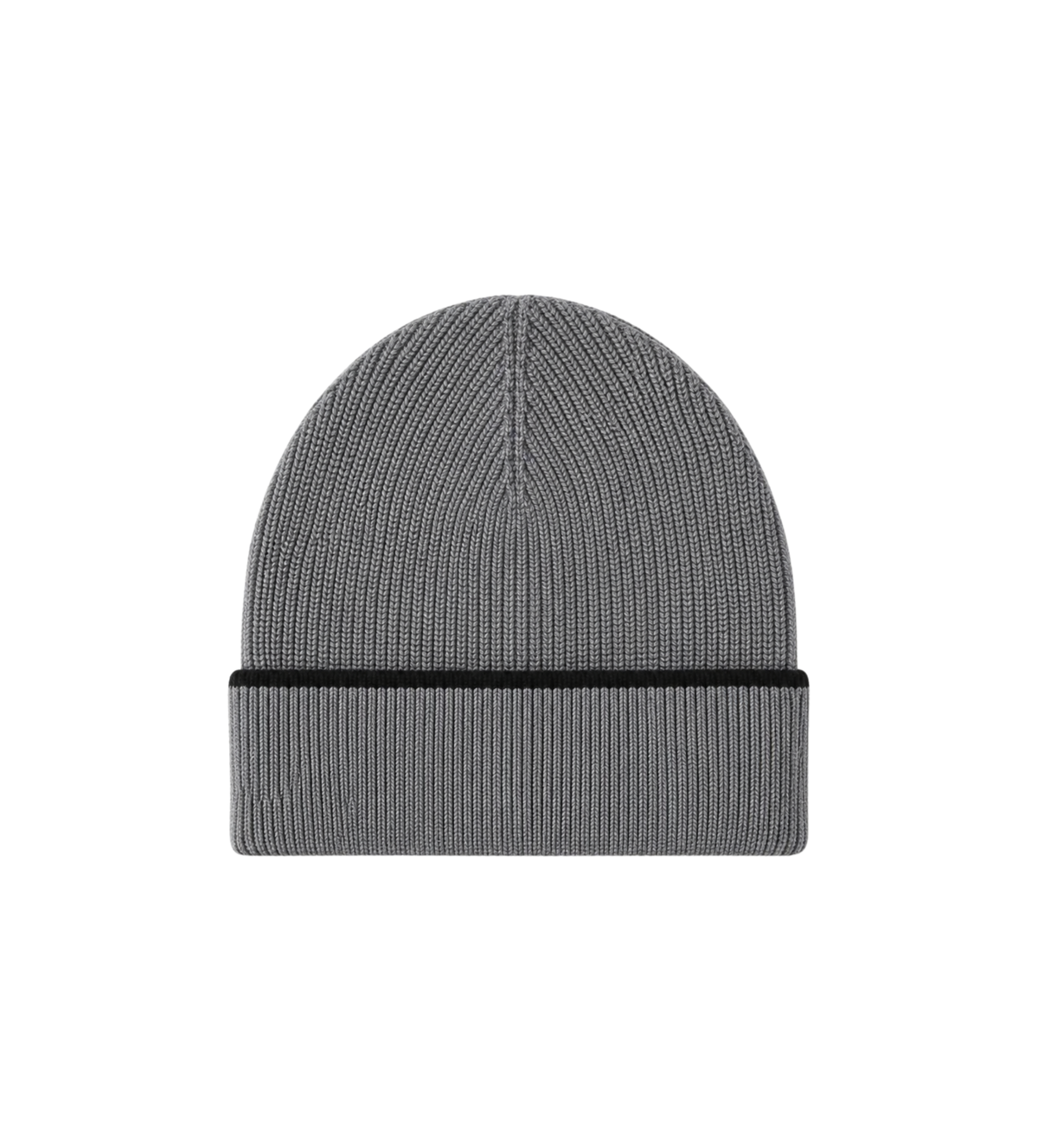 Kids Heart Motif Ribbed Knit Beanie Grey