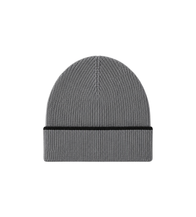 Kids Heart Motif Ribbed Knit Beanie Grey
