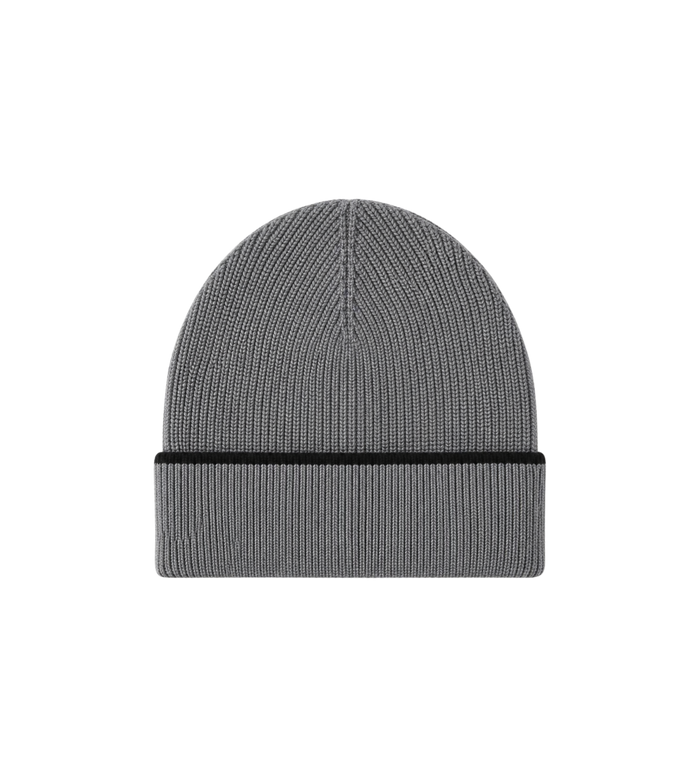 Kids Heart Motif Ribbed Knit Beanie Grey