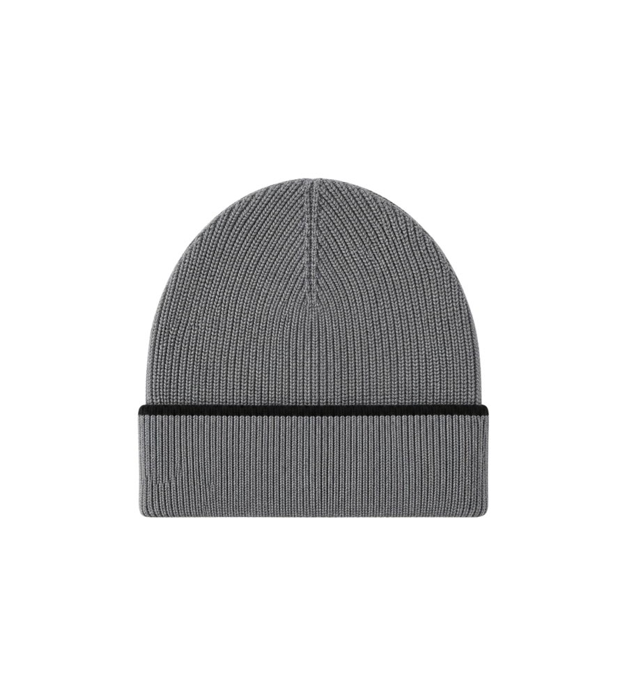 Kids Heart Motif Ribbed Knit Beanie Grey