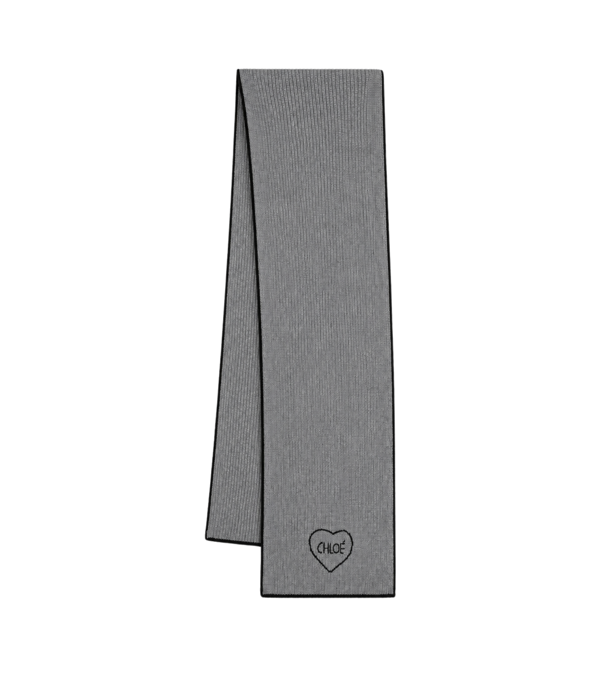 Kids Ribbed Heart Scarf Grey