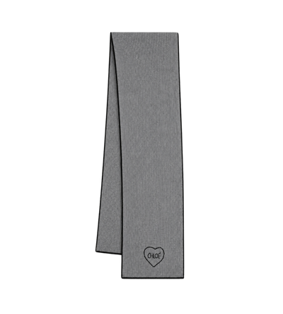 Kids Ribbed Heart Scarf Grey