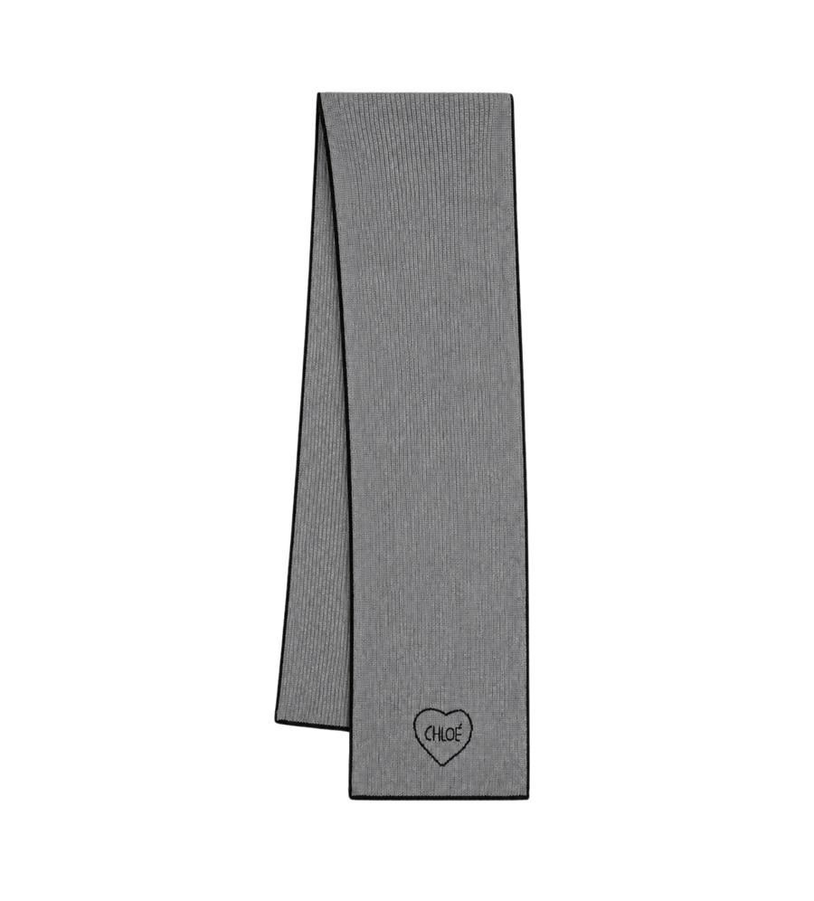 Kids Ribbed Heart Scarf Grey